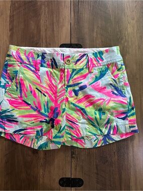 Lilly Pulitzer Tropical Palm Shorts - White, Pink, Lime, Blue